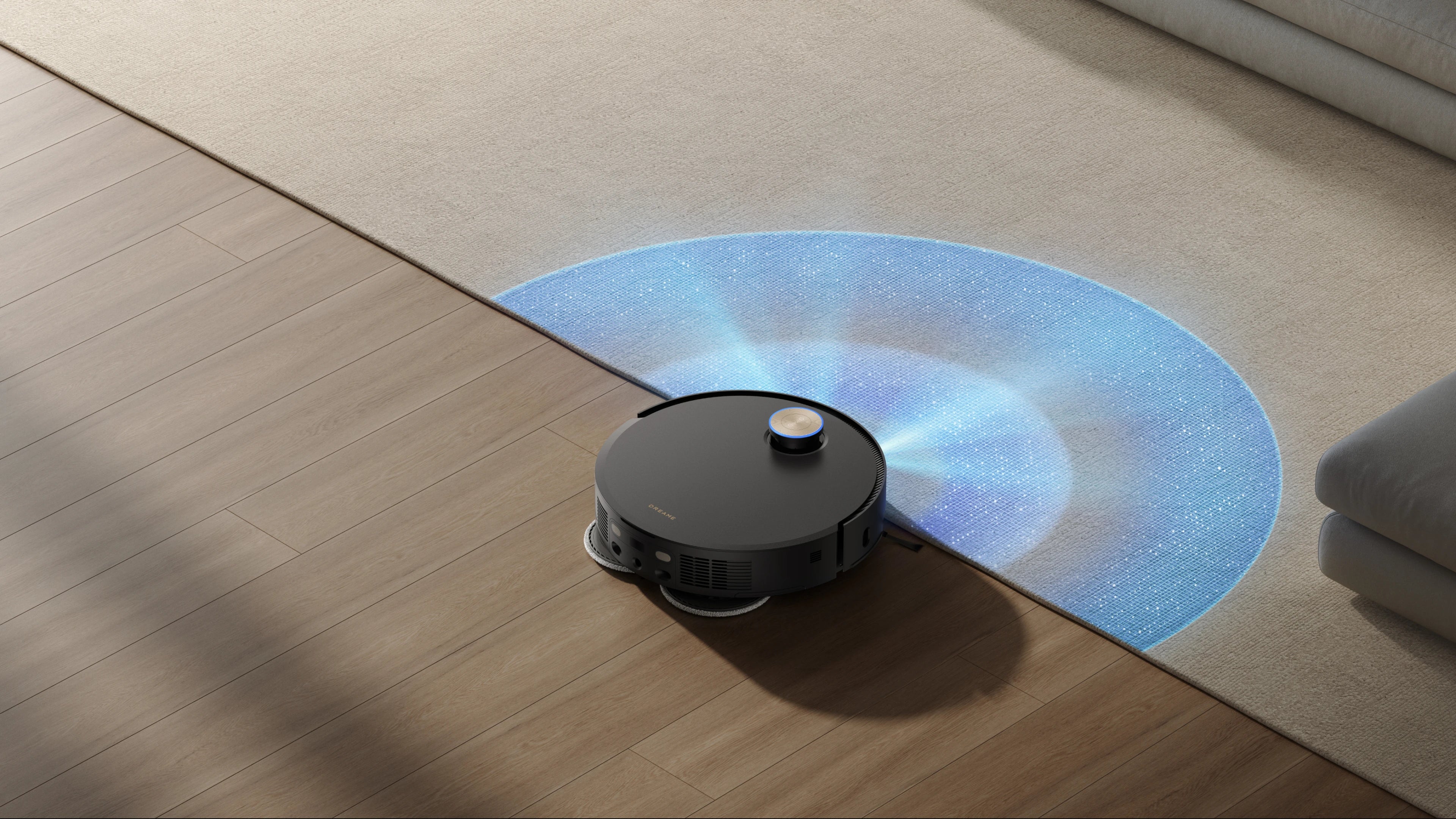 Robot aspirateur avec détection automatique des tapis et changement de mode de nettoyage