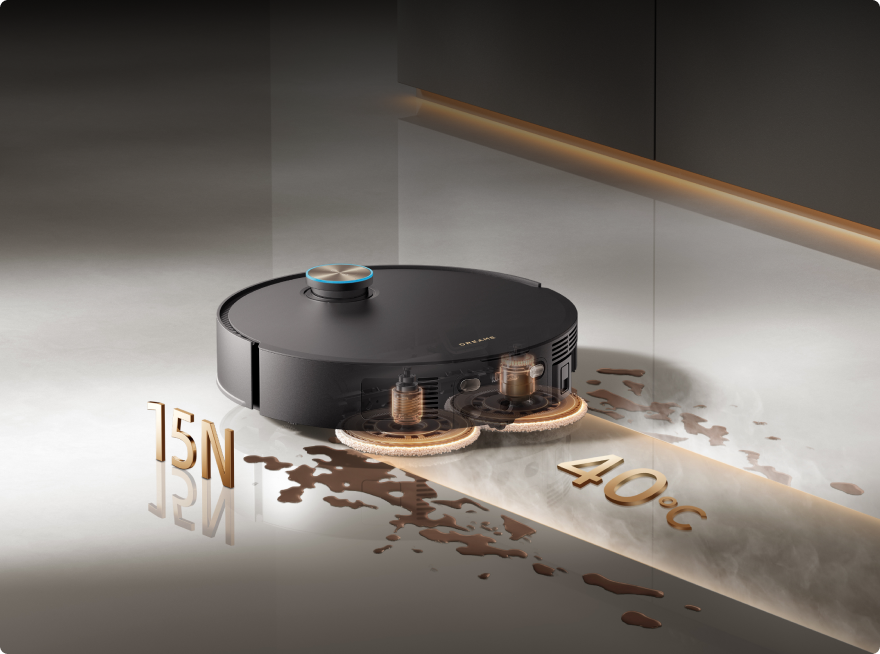 Dreame X60 Pro Ultra Complete avec vadrouille eau chaude pression 75 N pour nettoyage profondeur 40 C saletes tenaces.