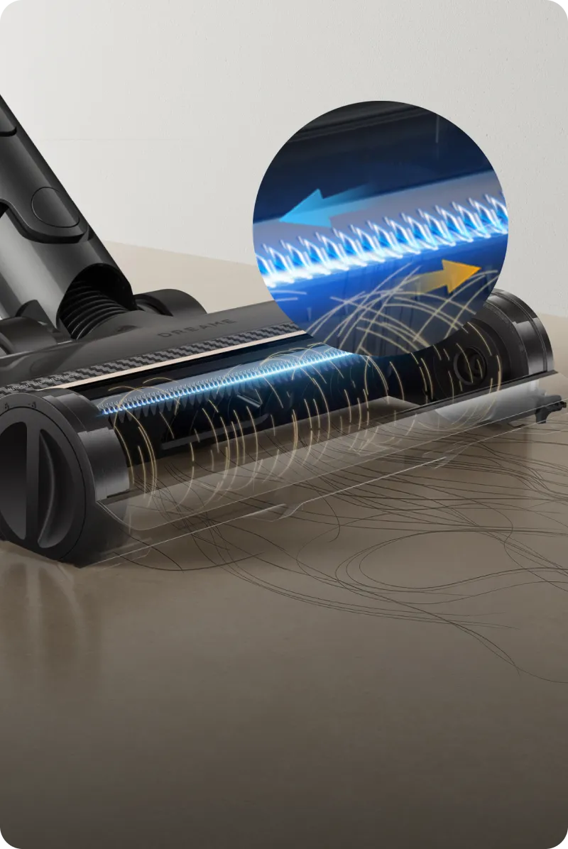 Dreame Z30 Pro Aqua-A Aspirateur balai laveur brosse TangleCut multi surfaces pour éviter les emmêlements.